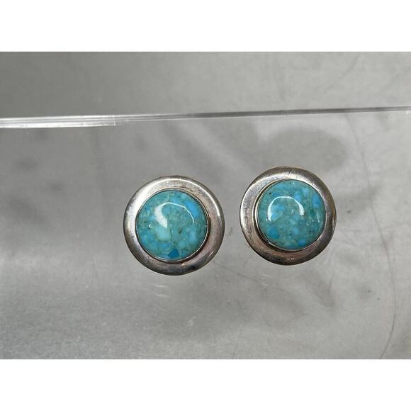 DTR Jay King Jewelry - DTR Jay King 925 Turquoise Button Shaped Pierced Earrings Vintage